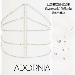 NWT ADORNIA RHODIUM PLATED CRYSTAL 5 CHAIN BRACELET Nordstrom